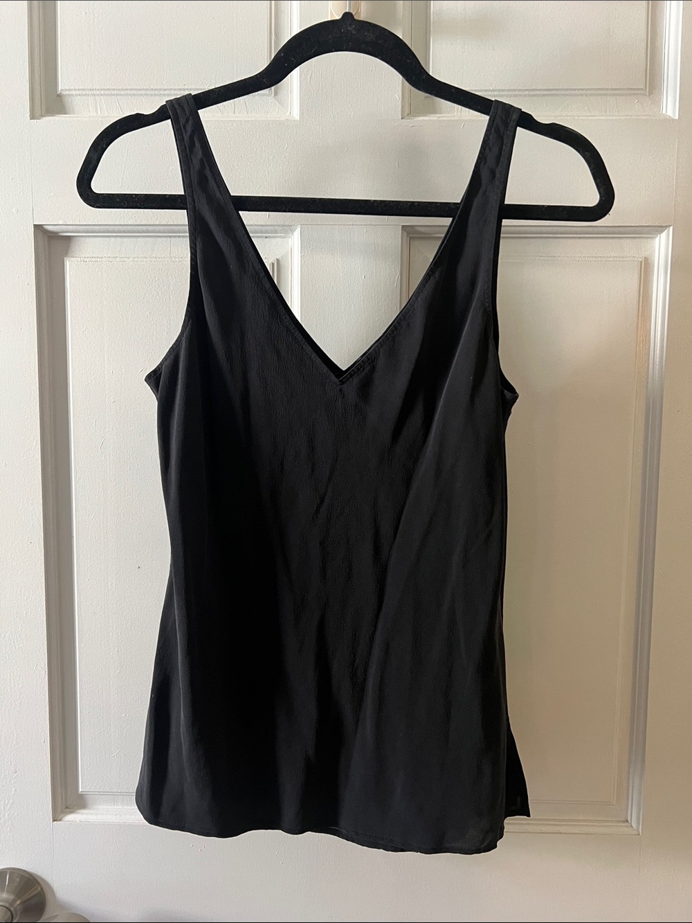 Theory Black V-Neck Silk Tank Top